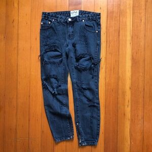 Oneteaspoon trashed free birds black faded denim